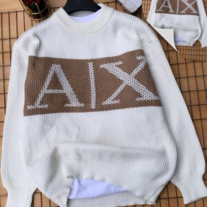 White & Brown A|X Logo Sweater