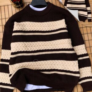 Dark Brown & Cream Striped Knit Sweater