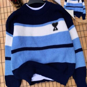 Blue & Navy Striped Knit Sweater