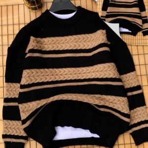 Black & Camel Striped Knit Sweater